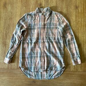 Madewell Women’s Pink & Gray Plaid Flannel Shirt